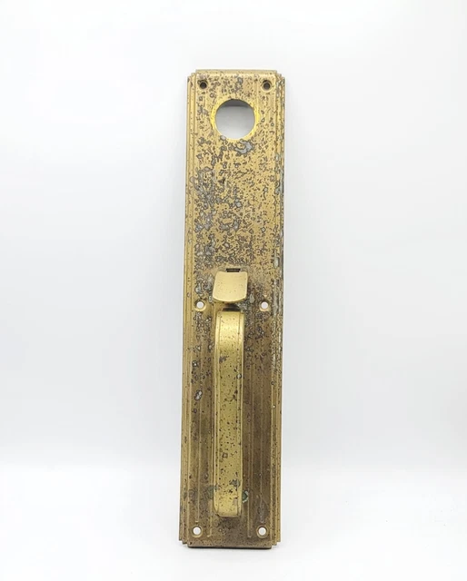 Vintage Ornate Brass Front Door Pull Handle Knob Thumb Latch 14 1/2" x 3"