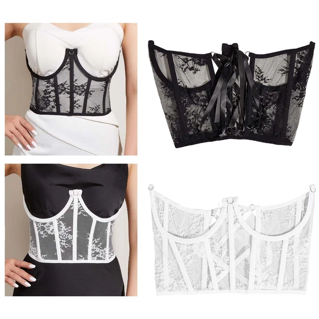 Guêpière satin blanc et dentelle noire Beauty Night 28,35