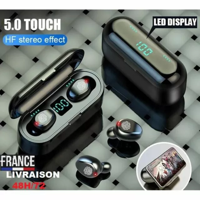 Ecouteur Bluetooth 5.0 Casque sans fil sport stereo F9 Tws 2000 mah