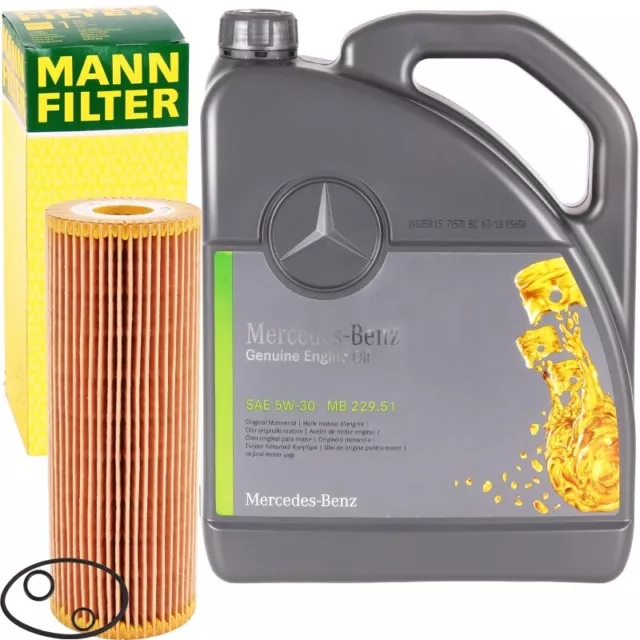 MANN ÖLFILTER + 5L OE MOTORÖL 5W-30 passend für MERCEDES MB 229.51 SYNTHETISCH