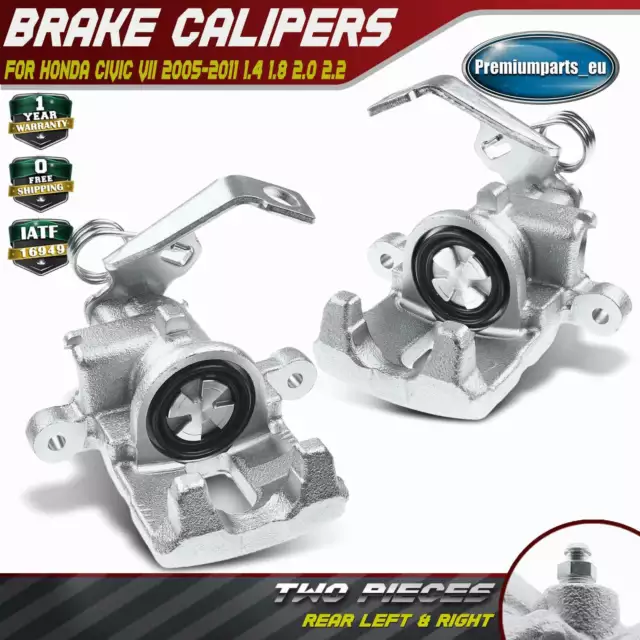 2x Brake Calipers Rear for Honda Civic MK VIII FK FN 2005-2011 1.4 1.8 2.0 2.2