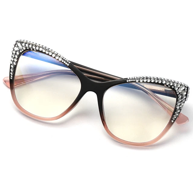 Occhiali da lettura donna Cat Eye fotocromatici Bling strass fatti a mano lettore F