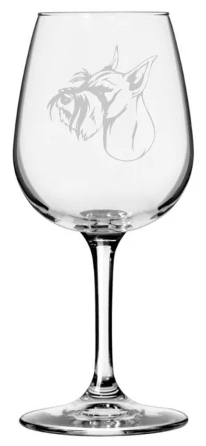 Standard Schnauzer Dog Themed Etched 12.75oz Wine Glass
