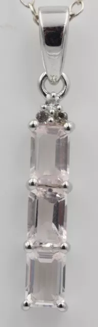 Rare 1,2 Carat Quartz Rose Pendentif 925 Argent Collier Chaîne Weiatopas Topaze