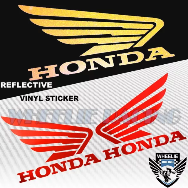 4.5" Gas Fuel Tank Fairing Decal Reflective Vinyl Wing Logo Sticker Honda Red