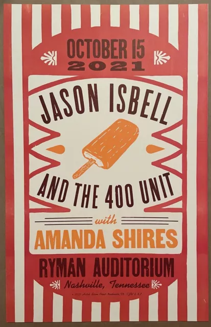 Jason Isbell & Amanda Shires  - Hatch Show Print - Ryman Auditorium - Poster