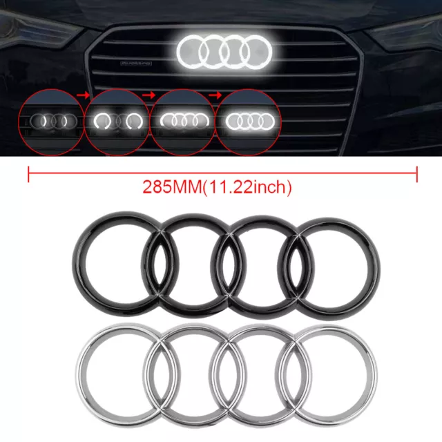 Emblème de Grille Avant Anneau Lumière clignotante LED Badge pour Audi 285mm