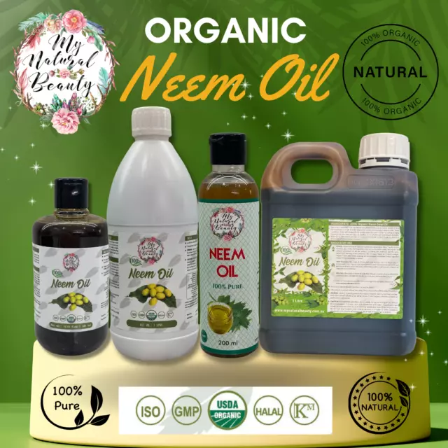 Organic 100% Pure Neem Seed Oil Cold Pressed-200ml, 300ml, 600ml, 1L or 2L