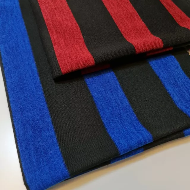 Viscose Jersey Fabric Stretch Blue / Red Stripe Dress Fabric Material 58" Meter