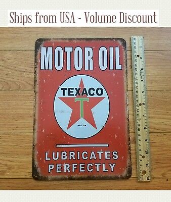 Vintage TEXACO Sign Texaco Gas Station Sign Texaco Motor Oil Metal Sign Red Art