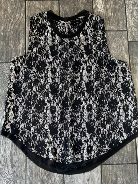 Who What Wear Black White Lace Shell Sleeveless Top Xl Women’s