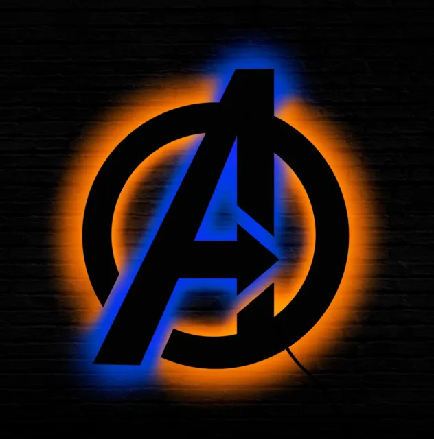 Avengers Wall Art with Led Lights, Wooden Wall Decor, Game Room Decor