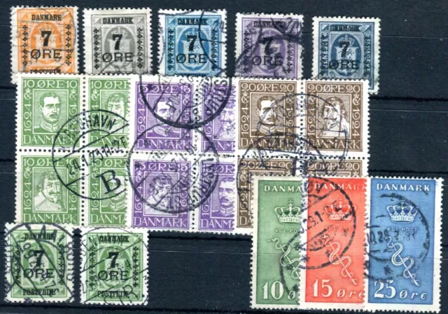 DÄNEMARK 1926 159-165,177-179,131-142 VIERERBLOCKS gestempelt gute WERTE(N0465