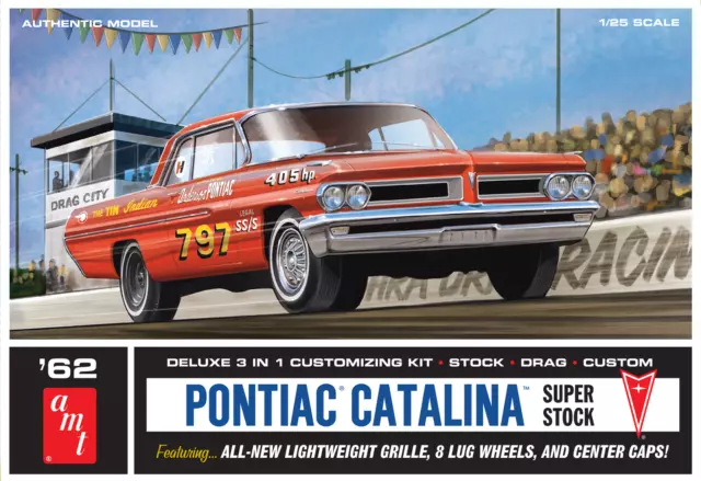 NEW 1/25 Scale Model Kit 1962 Pontiac Catalina Super Stock  3-IN-1 by AMT 1392