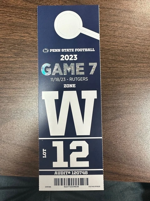 Penn State VS Rutgers Football Parking Pass 11/18/23 Lot 12. Best Atmosphere