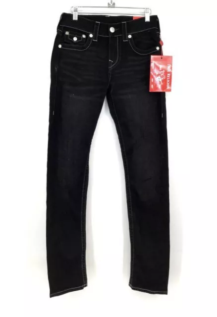 NWT True Religion Men's Black Geno Relaxed Slim Fit Skinny Jeans - Size 28