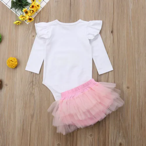 Cute Baby Girl 1st Birthday Party Dress Floral Romper Tutu Skirt Outfit Clothes 3