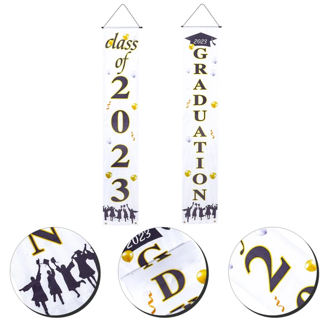 Ghirlanda E Banner Laurea 2023 Con Cappello - Decorazione Glitter Oro Per Feste, Scuola E Auto - 6