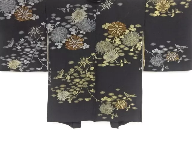 84754# Japanese Kimono / Antique Haori / Urushi / Woven Kiku