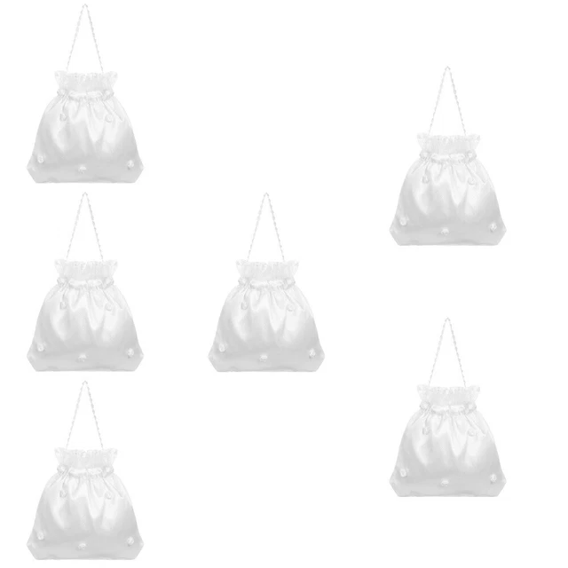 6x Dolly Bag Bridal White Professional Satin Flower Handbag for Wedding Party