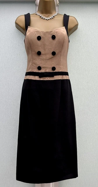 FAB DUSK BLACK & BRONZE 50s STYLE PENCIL DRESS UK 8,WEDDING CRUISE PARTY HOLIDAY