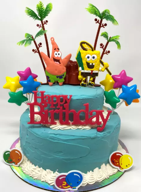 SpongeBob SquarePants and Patrick Happy Birthday Cake Topper Set ~ BRAND NEW