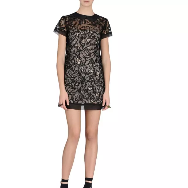 Valentino Dress Women's 0 Black Princess Little Birds Embroidered *Flawed