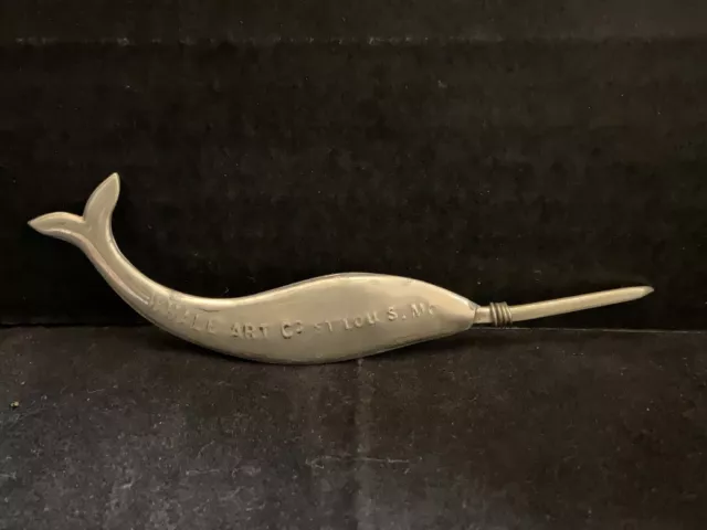 Antique Whale Shape Silvertone Embroidery Needle Punch Embroidery Whale Art Co.