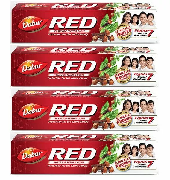 4 Pack X 200G Dabur RED TOOTHPASTE AYURVEDIC HERBAL TOOTH PASTE