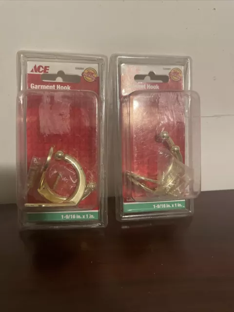 Ace 1-9/16” X 1” Bright Brass Single Garment Hook 2 pk Coat Hook