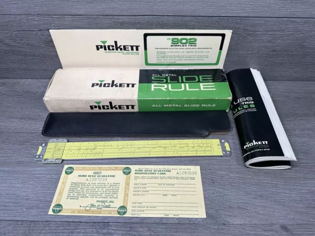 NOS Pickett Slide Rule N902ES Complete With Instructions Leather Case Box