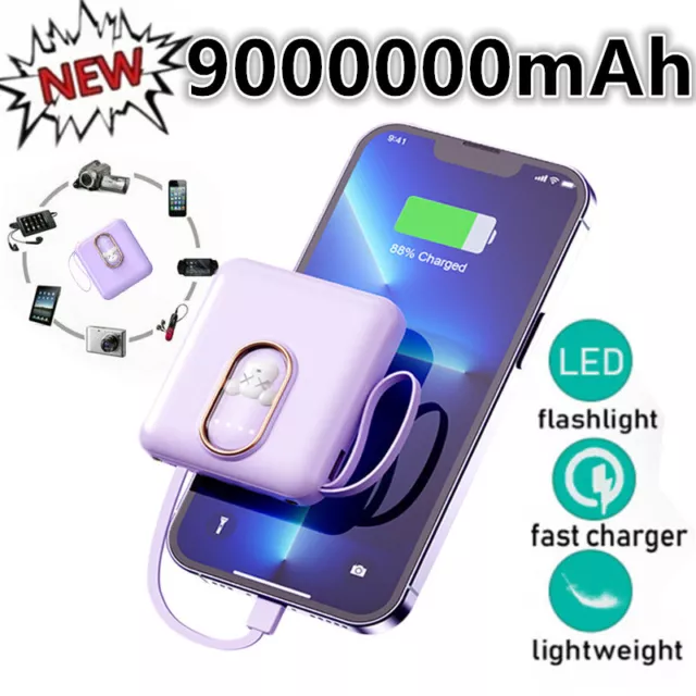9000000mAh Power Bank Portable Fast Charger Mini Battery Pack for Mobile Phone