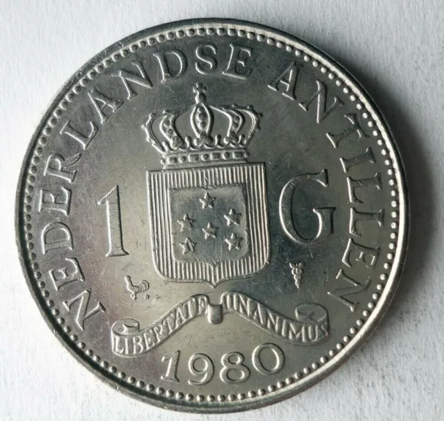 1980 NETHERLANDS Antilles GULDEN - Hard to Find Coin Antilles #3