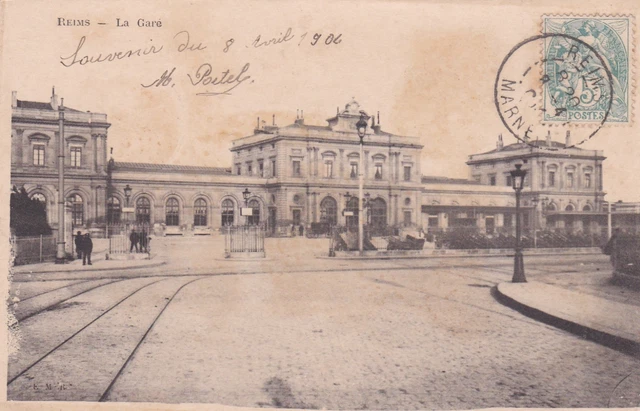 CPA 51 REIMS La Gare Carte précurseur  Rare