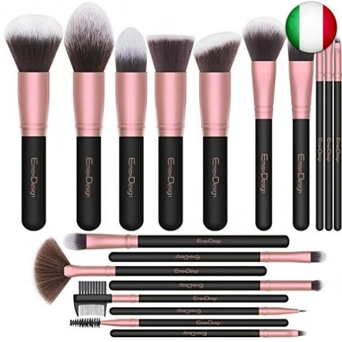 Pennelli Make Up EmaxDesign Set di 18 Pennelli per il Trucco Professionali