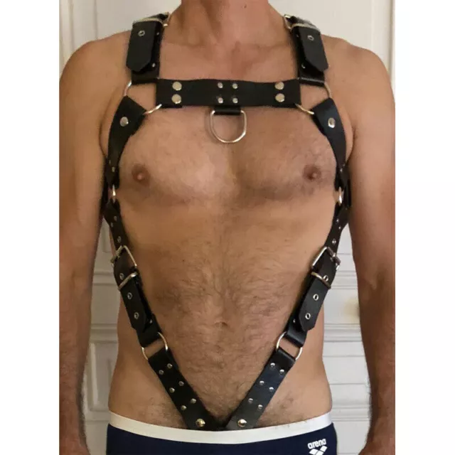 Cintura Uomo In Pelle Bondage Imbracatura Gotica Bdsm Fibbie Costume Sospensioni Cinture 2