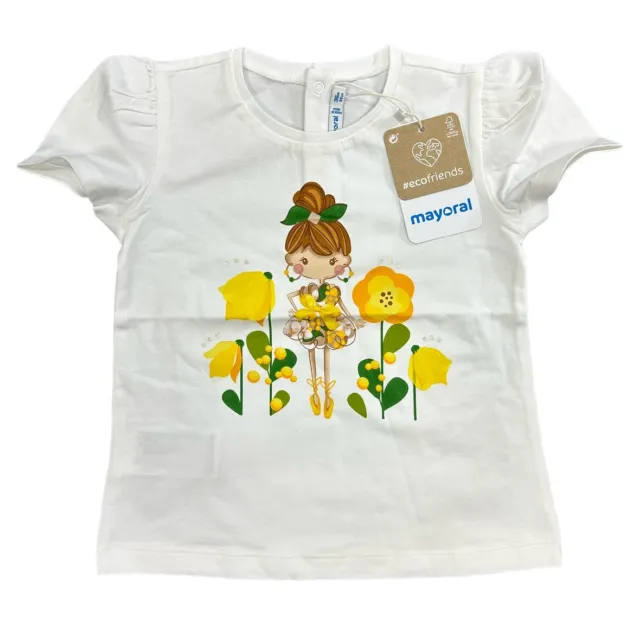 T-Shirt Mayoral Blume Detail Baby Mädchen weiß alle Größen #REF63