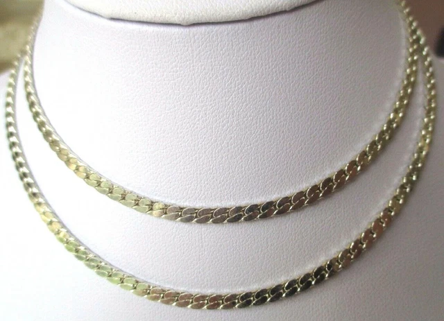 Collier Vintage Métal Doré Torsadé - Chaîne Plate Maille Serpent - Style Années 80 - Occasion