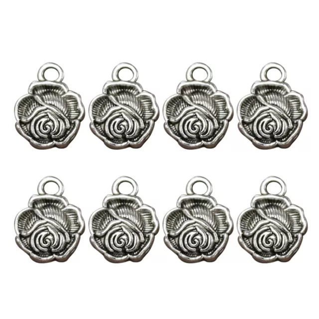 50pcs Alloy Rose Shape Pendants Charms DIY Jewelry Making Accessory for