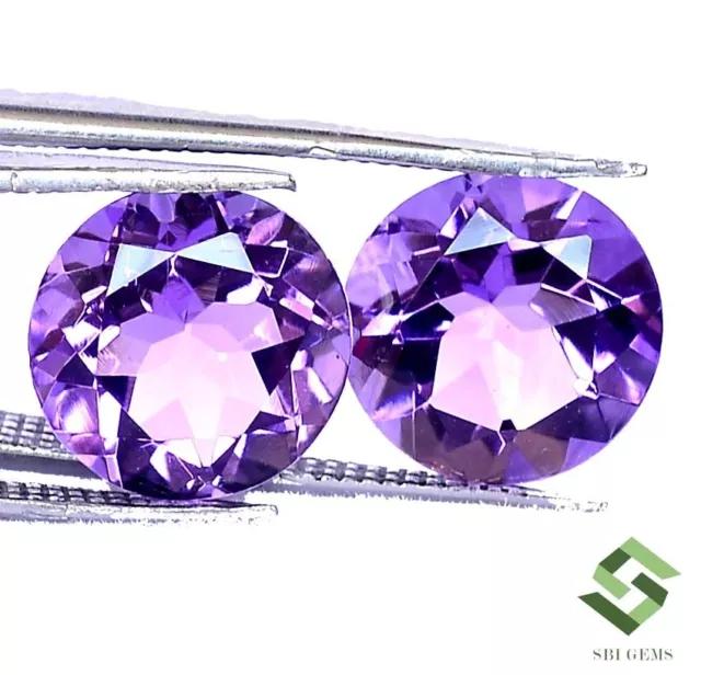 10 mm Certified Natural Amethyst Round Cut Pair 6.31 CTS Faceted Loose Gemstones