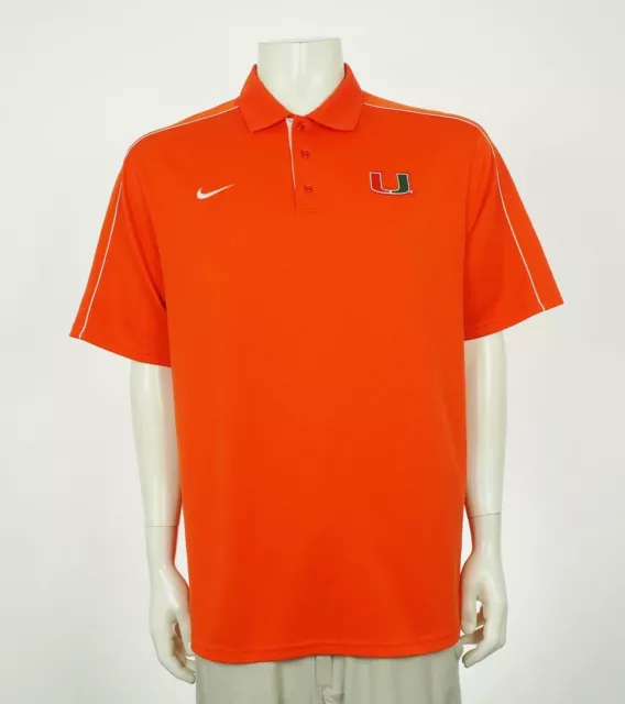 Nike Team Dri-Fit Miami Hurricanes Orange Golf Polo Shirt Mens XL