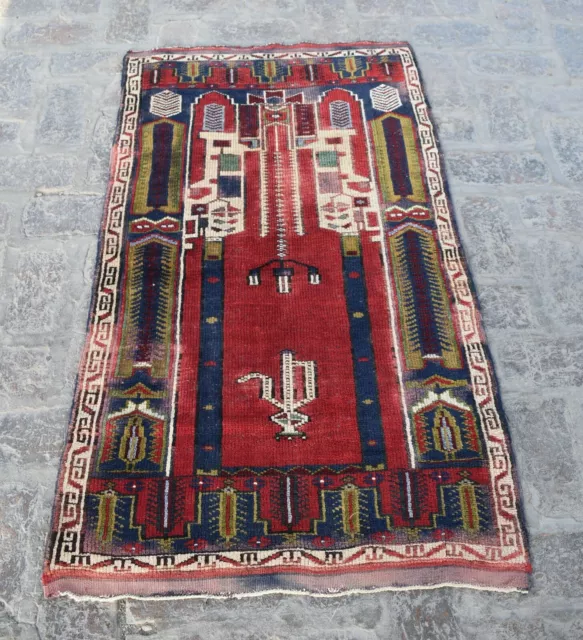 2'6 x 4'7 ft Handmade vintage afghan tribal best jai namaz wool persian area rug