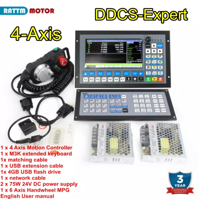 4 Axis Offline CNC Motion Controller DDCS Expert 7" Screen PLC & MPG Handwheel