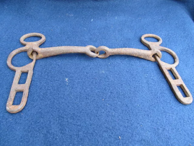 ANTIQUE OLD HAND WROUGHT IRON HORSE BRIDLE MOUTH REIN FARM TOOL 19th