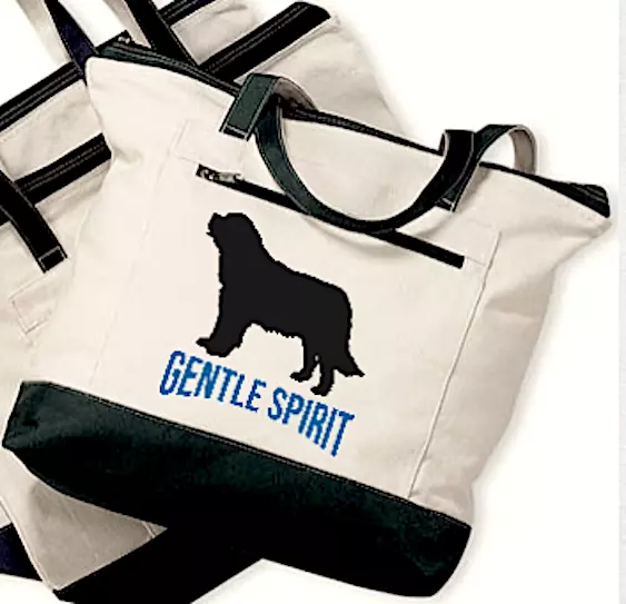 NEWFOUNDLAND DOG LARGE CANVAS TOTE BAG- GENTLE SPIRIT 4 Newfoundland Dog Rescue