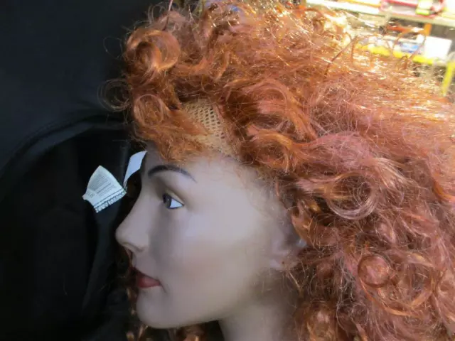 used WIG Disney Brave princess RED orange medium length CURLY long witch hat