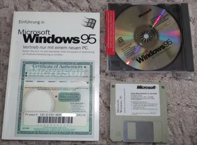 Microsoft Windows 95 mit USB ☆ CD + COA + Startdiskette + Key + Handbuch ☆ DE!