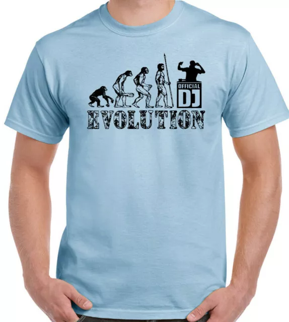 DJ T-Shirt Mens Funny Evolution DJing Decks Turntable Vinyl Records Dance Music