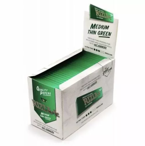 RIZLA GREEN STANDARD Regular Cigarette Smoking Rolling Papers | 50-100 Booklets