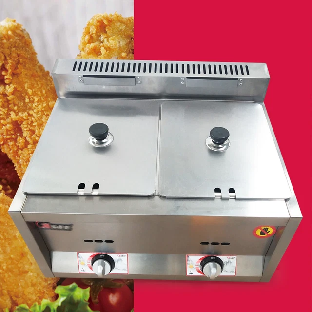 Commercial 2 Pan Food Warmer Steam Buffet Countertop Gas Fryer Steam Table